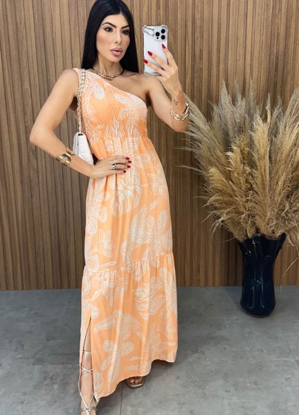 Vestido Maragogi Nula Manga - Salmão