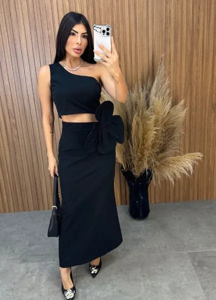 Conjunto Aila Flower - Preto