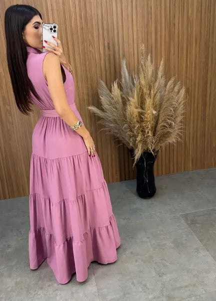 Vestido Olivia C/Cinto - Rosa Chá