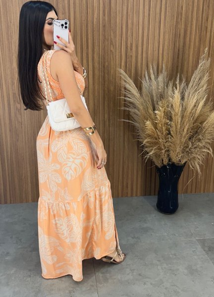 Vestido Maragogi Nula Manga - Salmão