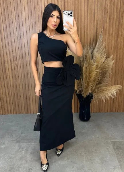 Conjunto Aila Flower - Preto
