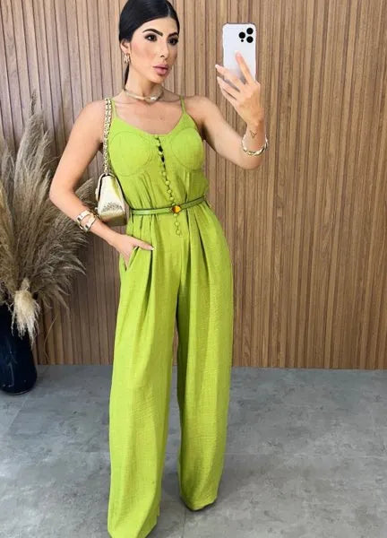 Macacão Pantalona Botões - Verde