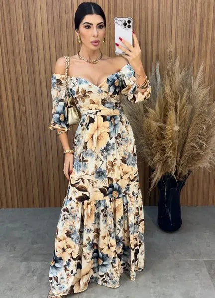 Vestido Mari Floral - Nude