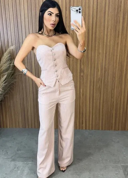 Conjunto Giulia Risca de Giz - Rosa