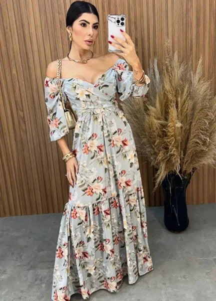 Vestido Mari Floral - Ciano
