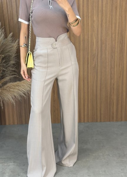 Calça Pantalona Amabel - Areia