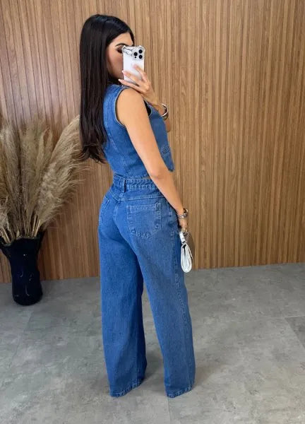 Calça Jeans Wide leg Iris - Lavagem Escura