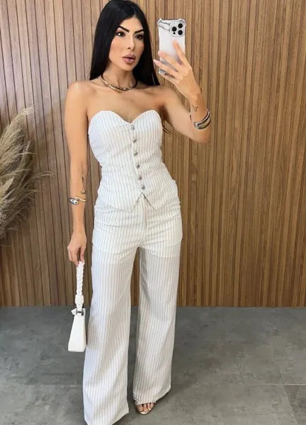 Conjunto Giulia Risca de Giz - Branco