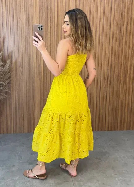 Vestido Nula Manga Laise - Amarelo