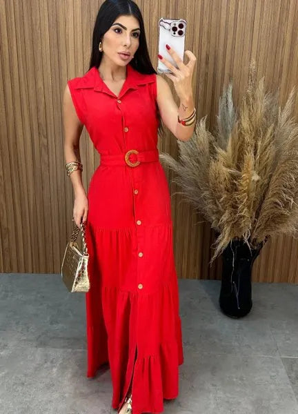 Vestido Olivia C/Cinto - Vermelho