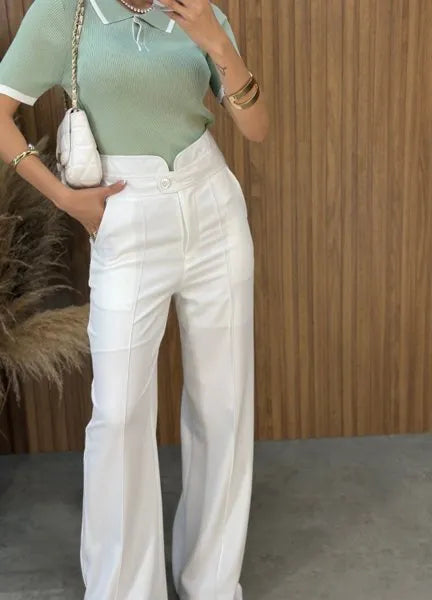 Calça Pantalona Amabel - Branco