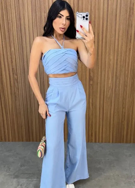 Conjunto Agatha Linho - Azul