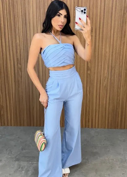 Conjunto Agatha Linho - Azul