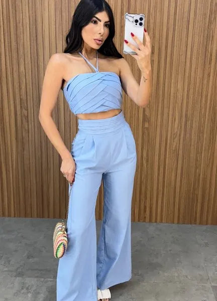 Conjunto Agatha Linho - Azul