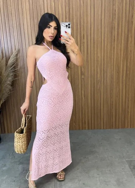Vestido Sereia Tricot Modal - Rosa