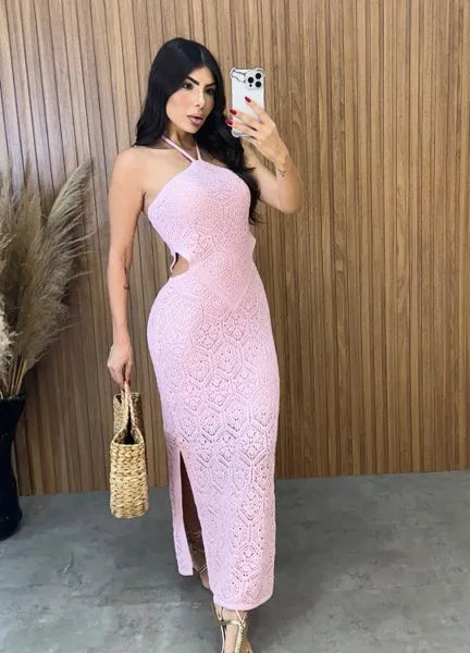 Vestido Sereia Tricot Modal - Rosa