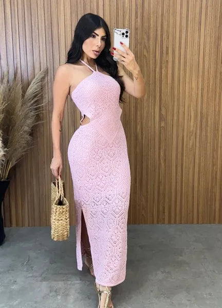 Vestido Sereia Tricot Modal - Rosa