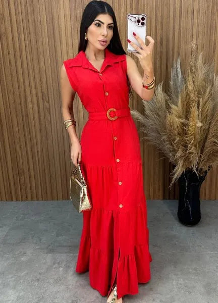 Vestido Olivia C/Cinto - Vermelho