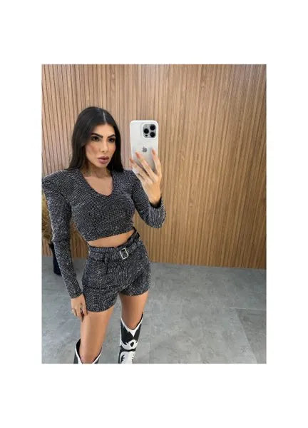 Short Pedrarias Super Luxo New Preto