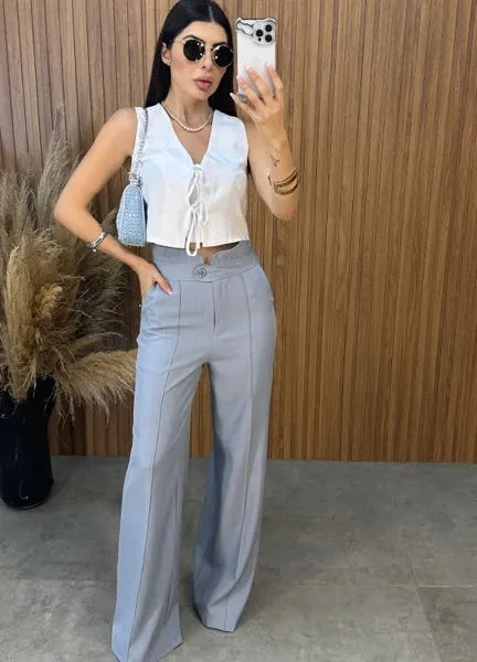 Calça Pantalona Amabel - Cinza