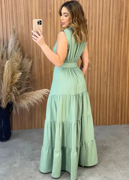 Vestido Olivia C/Cinto - Verde Menta