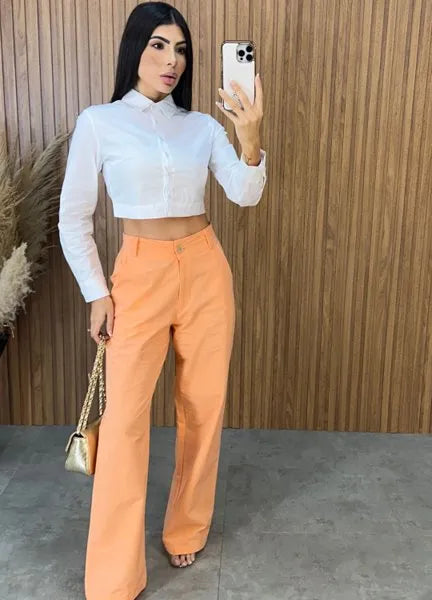 Camisa Cropped Malu - Branco