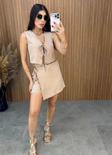 Conjunto Aila Laço - Nude