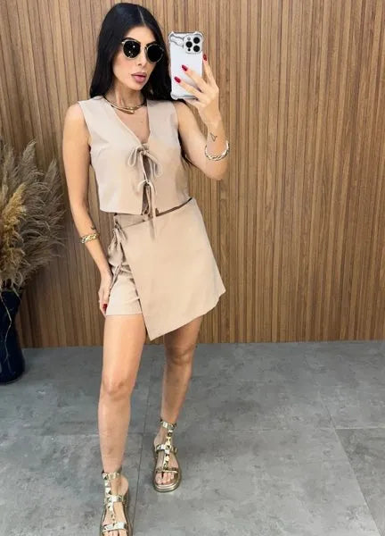 Conjunto Aila Laço - Nude