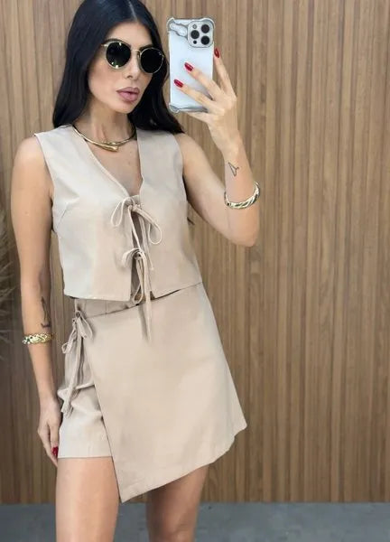 Conjunto Aila Laço - Nude
