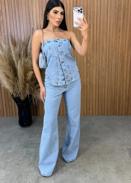 Blusa Jeans Camila - Lavagem Clara