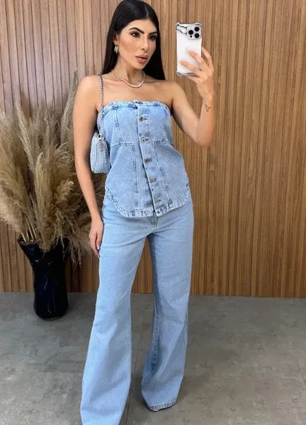 Blusa Jeans Camila - Lavagem Clara