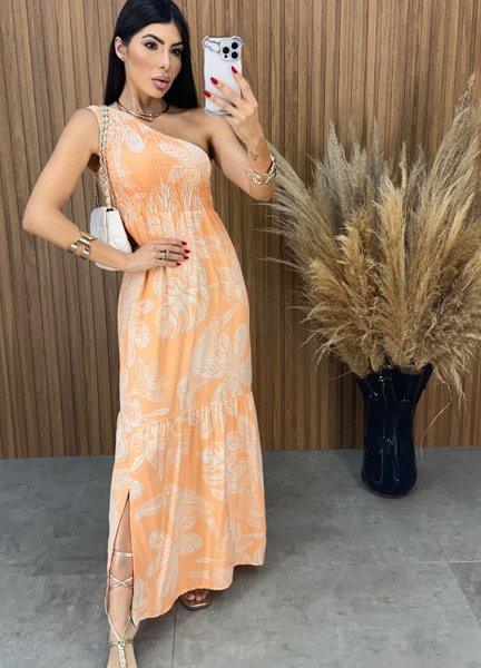 Vestido Maragogi Nula Manga - Salmão