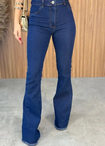 Calça Jeans Flare Elastano - Lavagem Escura