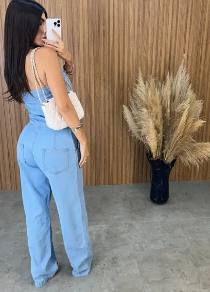 Macacão Jeans Virgínia - Lavagem Clara