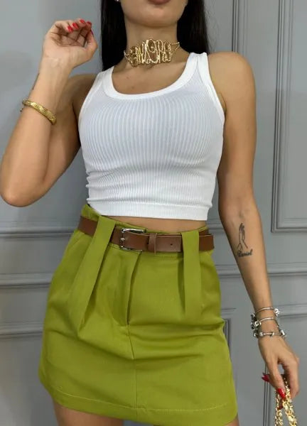 Short/Saia Glam Alfaiataria - Pistache