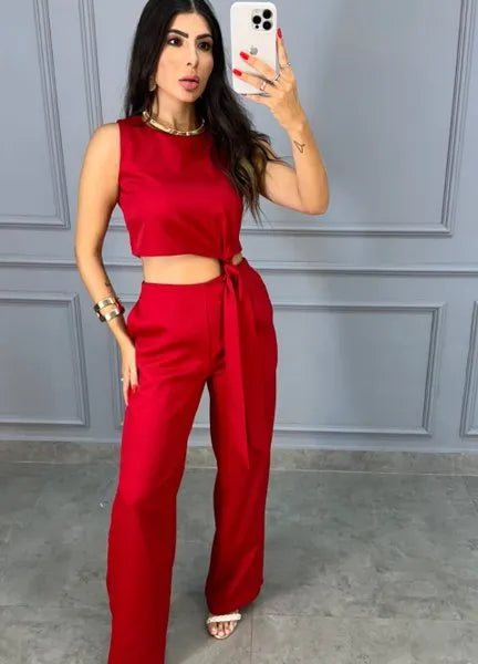 Macacão Glam Alfaiataria - Vermelho