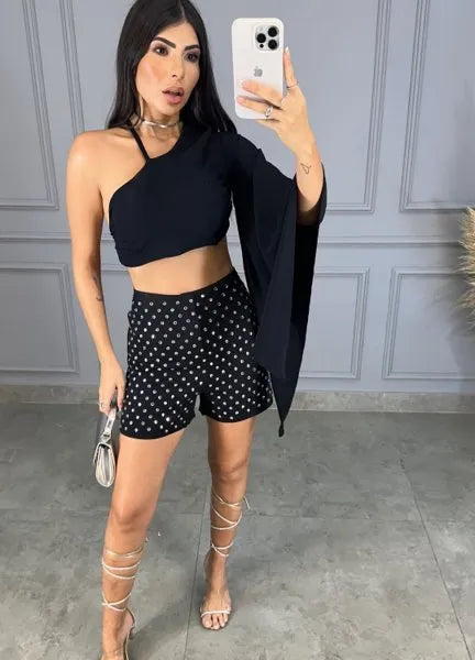 Short Pedras Fashionista - Preto
