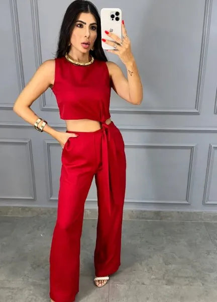 Macacão Glam Alfaiataria - Vermelho