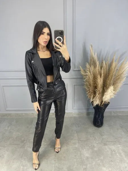 Calça Mônaco Couro Eco - Preto