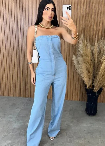 Macacão Jeans Virgínia - Lavagem Clara