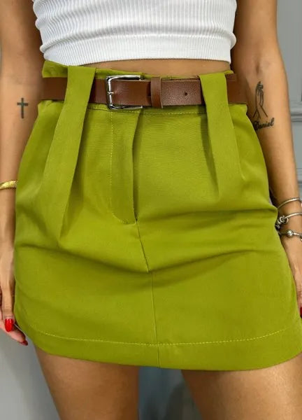 Short/Saia Glam Alfaiataria - Pistache
