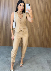 Conjunto Sara Risca De Giz - Nude