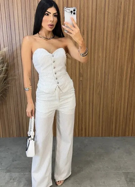 Conjunto Giulia Risca de Giz - Branco