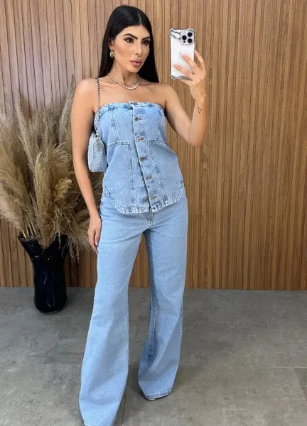 Blusa Jeans Camila - Lavagem Clara
