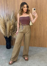 Calça Pantalona Nice - Marrom
