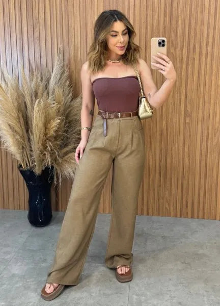 Calça Pantalona Nice - Marrom