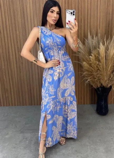 Vestido Maragogi Nula Manga - Azul