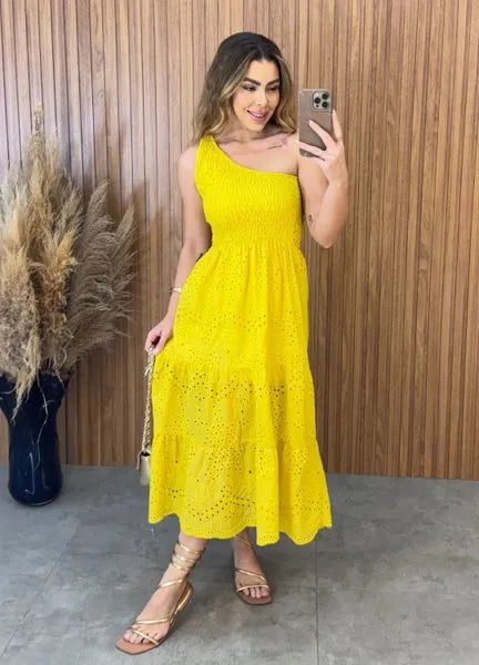 Vestido Nula Manga Laise - Amarelo