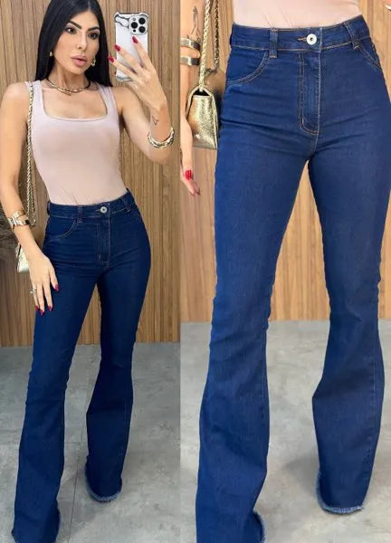 Calça Jeans Flare Elastano - Lavagem Escura
