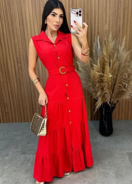 Vestido Olivia C/Cinto - Vermelho